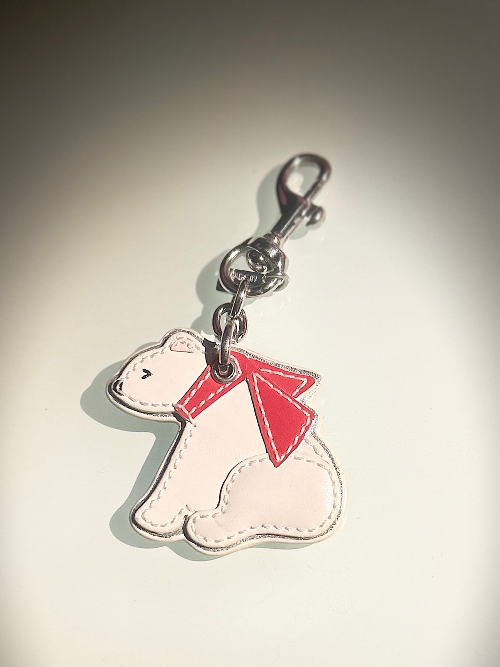 VHTF Coach Vintage Polar Bear Red Scarf Patent Leather Bag Charm 92998 LIKE NEW